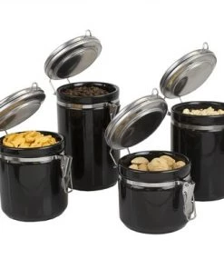 Home Basics 4 Piece Canister Set with Stainless Steel Tops -Kitchen Storage shop unnamed file 886