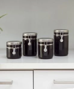 Home Basics 4 Piece Canister Set with Stainless Steel Tops -Kitchen Storage shop unnamed file 887