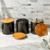 Juvale 3 Pack Black Ceramic Canisters with Bamboo Lids for Kitchen Counter, 4" x 4.13" -Kitchen Storage shop unnamed file 889