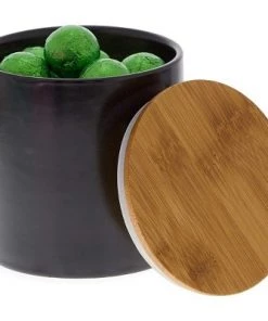 Juvale 3 Pack Black Ceramic Canisters with Bamboo Lids for Kitchen Counter, 4" x 4.13" -Kitchen Storage shop unnamed file 892