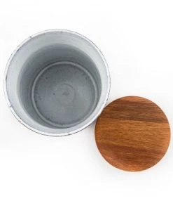 16oz Ceramic Canister with Acacia Wood Lid Brown - Thirstystone -Kitchen Storage shop unnamed file 913
