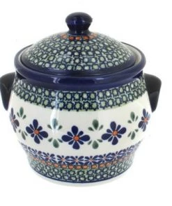 Blue Rose Pottery Blue Rose Polish Pottery Mosaic Flower Small Canister