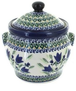 Blue Rose Pottery Blue Rose Polish Pottery Blue Tulip Medium Canister