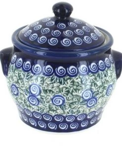 Blue Rose Pottery Blue Rose Polish Pottery Seaside Swirl Small Canister