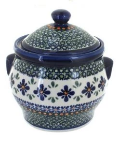 Blue Rose Pottery Blue Rose Polish Pottery Mosaic Flower Medium Canister