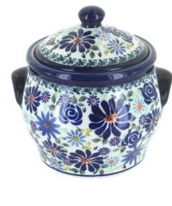 Blue Rose Pottery Blue Rose Polish Pottery Fantasy Small Canister