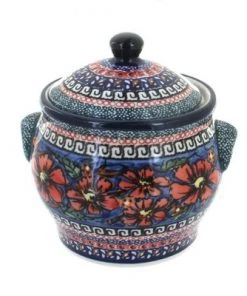 Blue Rose Pottery Blue Rose Polish Pottery Jungle Flower Small Canister