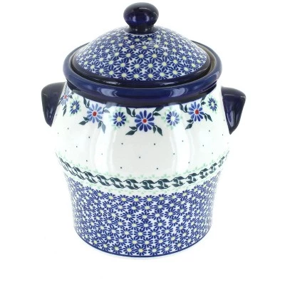 Blue Rose Pottery Blue Rose Polish Pottery Petite Bouquet Large Canister 3 Blue Rose Pottery Blue Rose Polish Pottery Petite Bouquet Large Canister