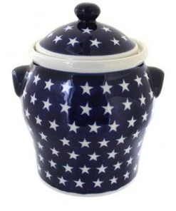 Blue Rose Pottery Blue Rose Polish Pottery Stars Large Canister