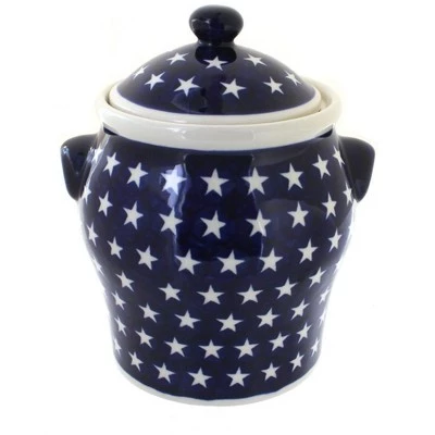 Blue Rose Pottery Blue Rose Polish Pottery Stars Large Canister 3 Blue Rose Pottery Blue Rose Polish Pottery Stars Large Canister