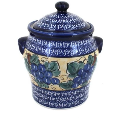 Blue Rose Pottery Blue Rose Polish Pottery Grapes Large Canister 3 Blue Rose Pottery Blue Rose Polish Pottery Grapes Large Canister