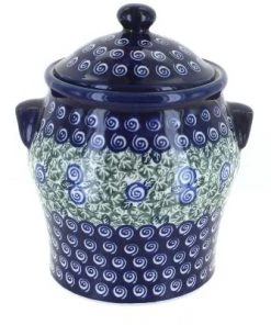 Blue Rose Pottery Blue Rose Polish Pottery Seaside Swirl Large Canister