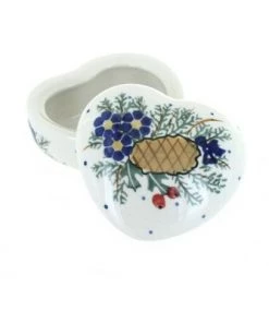 Blue Rose Pottery Blue Rose Polish Pottery Pinecone Heart Box