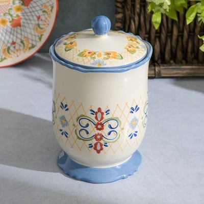 Gibson Laurie Gates California Designs Tierra 2.7 Quarts Hand Painted Stoneware Canister with Lid 11 Gibson Laurie Gates California Designs Tierra 2.7 Quarts Hand Painted Stoneware Canister with Lid - Image 9
