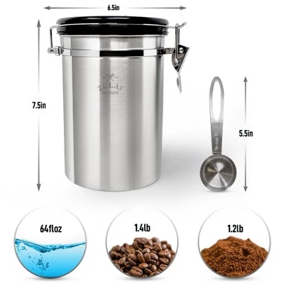 Zulay Kitchen Stainless Steel Coffee Canister with Air Filter and Date Tracking 3 Zulay Kitchen Stainless Steel Coffee Canister with Air Filter and Date Tracking
