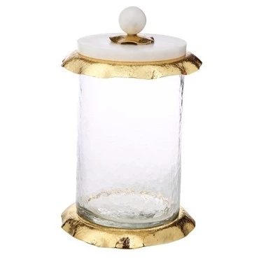 Classic Touch Glass Canister with Marble Lid 3 Classic Touch Glass Canister with Marble Lid
