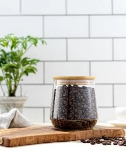 JoyJolt JoyFul Large Glass Cookie Jar with Bamboo Lid - 31 oz Food Kitchen Containers Canister