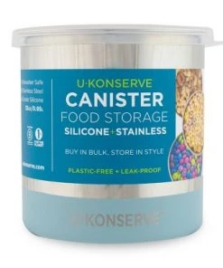 U Konserve U-Konserve Bulk Stainless Steel Food-Storage Canisters 32oz - Clear Silicone Leak-Proof Lids and Seafoam Base