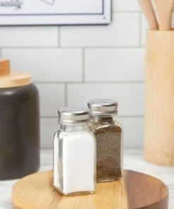 Juvale 24-Pack Square Glass Salt and Pepper Shakers Dispenser, 2-Ounce, Clear