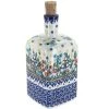 Blue Rose Pottery Blue Rose Polish Pottery 13 Vena Square Bottle with Cork -Kitchen Storage shop unnamed file 997