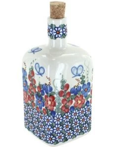Blue Rose Pottery Blue Rose Polish Pottery 13 Vena Square Bottle with Cork 8 Blue Rose Pottery Blue Rose Polish Pottery 13 Vena Square Bottle with Cork -Kitchen Storage shop unnamed file 999